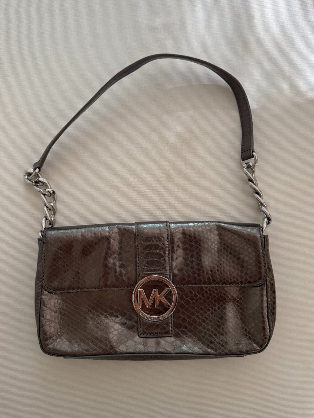 Michael Kors Metallic Python Embossed Shoulder Bag - Picture 6 of 12